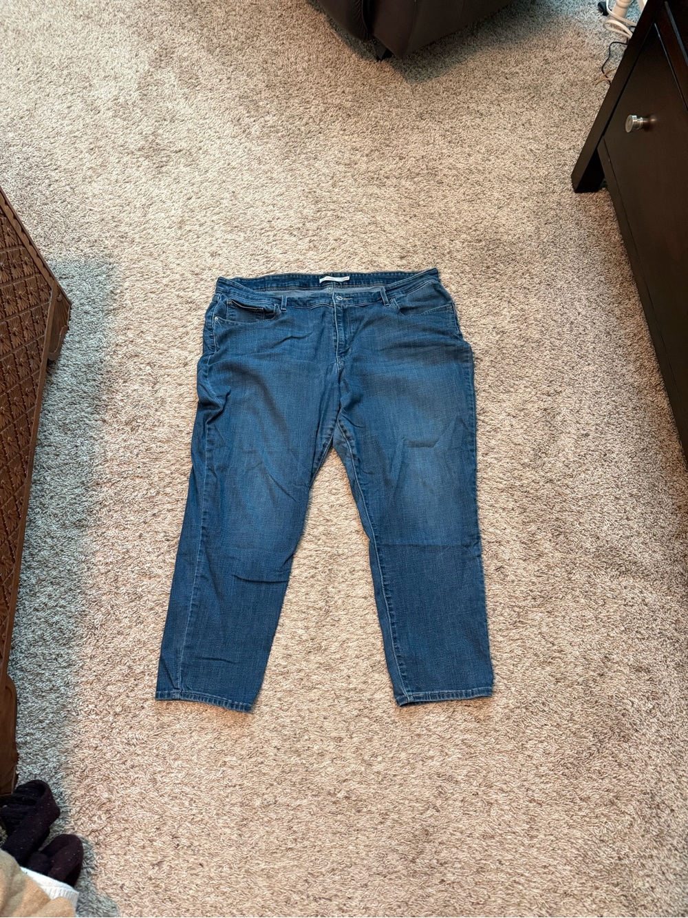 Levi's Dark Blue Cropped Straight Jeans